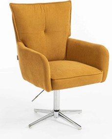 HR250CROSS Scaun Catifea Reiată Premium Ruloare Curry Galben Bază Cromata