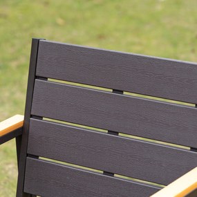Salon de Gradina Outsunny Set 4 Piese cu 1 Canapea, 2 Fotolii si 1 Masuta, Mobilier de Gradina din Otel si Plastic, Maro