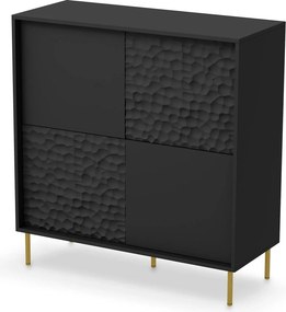 Comoda BULLET, negru/auriu, PAL laminat, 100x41x105 cm