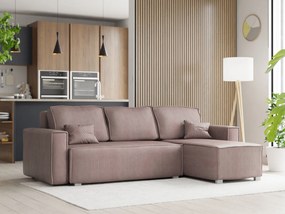Canapea extensibila cu colt bilateral SMART COSARO, roz prafuit + 2 perne GRATUIT