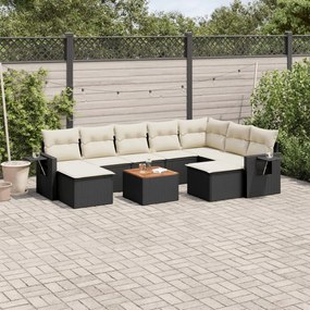 vidaXL Set canapele de grădină cu perne, 10 piese, negru, poliratan