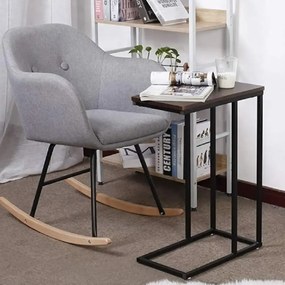 Masuta de cafea in stil industrial,metal-lemn,Homs, seria A-620,45 x 25 x 63.5 cm, negru/nuc,30314