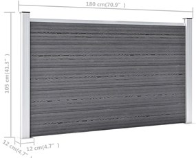 Gard de gradina, gri, 699 x 106 cm, WPC 1, Gri, 4 sectiuni