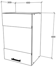 Corp Superior Karo, O Usa, cu sticla, Lemn Natural/Alb, 40 x 30 x 60 cm