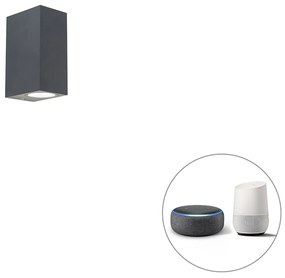 Lampă de perete inteligentă gri închis IP44 inclusiv 2 GU10 Wifi - Baleno