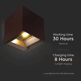 LED lampă solară de perete cu senzor, 9W, 3,7V, 3000/4000/5000K, IP65, maro