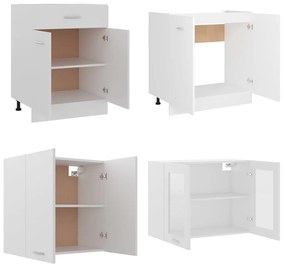 Set mobilier de bucatarie din 4 piese, alb, PAL Alb, fara blat de lucru, 1