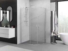 Mexen Exo cabină de duș semicirculară asimetrică glisantă 100 x 80 cm, transparent, crom - 8132-100-080-01-00