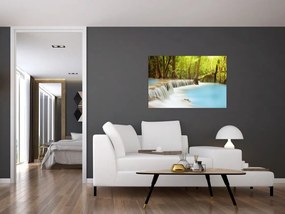 Tablou cu cascada Huai Mae Kamin în pădure (90x60 cm)
