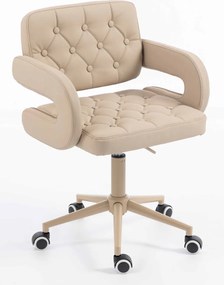 HR8403K Scaun Crem Piele Ecologica Premium Soft cu Bază Crem