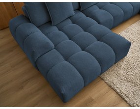 Colțar albastru închis extensibil/cu spațiu de depozitare cu tapițerie din chenille (cu colț pe partea dreaptă/în formă de "U") Everest – Bobochic Paris