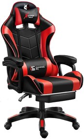 JAKS SCAUN GAMING REGLABIL ECO PIELE NEGRU ROȘU FG-02