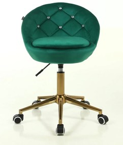 HR948K Scaun Verde din Catifea cu Bază Aurie