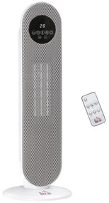 HOMCOM Încălzitor auxiliar Radiator cu suflare Radiator ceramic oscilant 15-40°C cu Telecomandă 1300/2000W, 21 x 21 x 63,5 cm | Aosom Romania