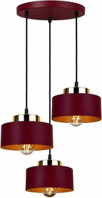 Candelabru suspendat pe cablu IGNIA 3xE27/60W/230V vișiniu/auriu