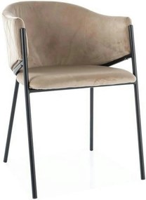 Scaun BONO, bej/negru, stofa catifelata/metal, 55x44x77 cm