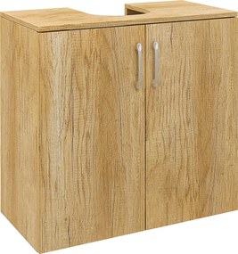 HOMCOM Mobilier de Baie Modern Sub Chiuvetă, Dulăpior Suspendat cu 2 Uși și 2 Rafturi, 60x30x60 cm, Lemn Natural | Aosom Romania