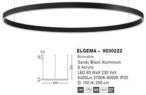 Lustra LED XXL dimabila design circular ELGEMA CCT 150cm