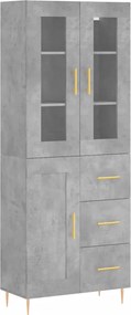 vidaXL Dulap înalt, gri beton, 69,5x34x180, lemn compozit