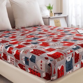 Cearsaf din microfibra WINTER COTTAGE gri 180x200 cm
