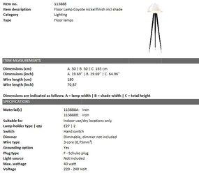 Lampadar design LUX Coyote negru/ nickel 113888 HZ