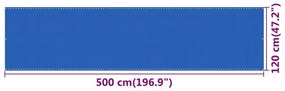 Paravan de balcon, albastru, 120x500 cm, HDPE Albastru, 120 x 500 cm