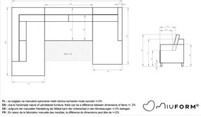 Canapea extensibilă în formă de "U" cu șezlong pe partea stângă Miuform Scandic Lagom, bej