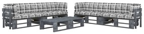 3066998 vidaXL Set mobilier din paleți cu perne, 6 piese, gri, lemn pin tratat
