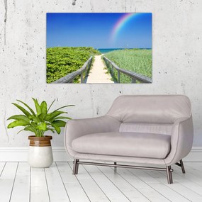 Tablou - Peisaj și curcubeu (90x60 cm)