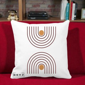 Perna Decorativa Geometric Boho Arc, 40x40 cm, Alba Mata, Husa Detasabila, Perna Inclusa, BEKZ®