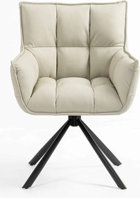 HR560 BAZĂ STEA Scaun Ecru Piele Ecologica Premium Soft cu Bază Neagră