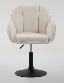 HR2055N Scaun Crem din Boucle cu Bază Neagră