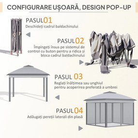 Outsunny Foișor Pliabil cu Plasă de Țânțari, Baldachin Dublu, Înălțime Reglabilă și Geantă, 330x330x288 cm, Bej | Aosom Romania