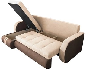 Coltar extensibil reversibil Siena Duo Maro/Bej 243x141x81 cm cu lada de depozitare