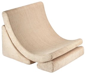 Fotoliu de copii maro deschis cu tapițerie din catifea reiată Moon – Wigiwama