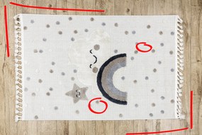 Covor YOYO EY78 alb / bej - Nor, Curcubeu, puncte pentru copii, Franjuri - SECUNDAR-COTATI PRODUSUL