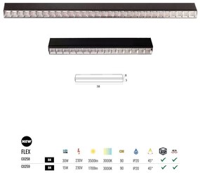 Plafoniera liniara LED Flex negru 58cm