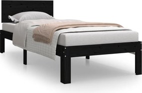 vidaXL Cadru de pat mic single, negru, 75x190 cm, lemn masiv
