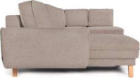 Colțar taupe extensibil/cu spațiu de depozitare cu tapițerie din catifea reiată (cu colț pe partea dreaptă/în formă de "U") Tori – Bonami Selection