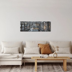 Tablou cu u interiorul clădirii vechi (cu ceas) (90x30 cm)