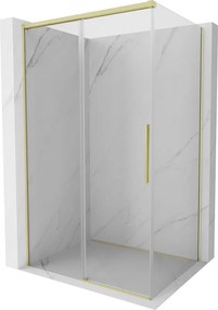 Mexen Rox cabină de duș glisantă 100 x 80 cm, transparentă, auriu periat - 8C2-100-080-55-00