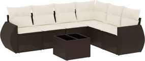 vidaXL Set canapele de grădină cu perne, 7 piese, maro, poliratan