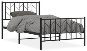 374449 vidaXL Cadru pat metalic cu tăblii de cap/picioare, negru, 100x190 cm