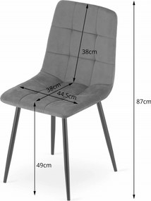 OFERTA Scaun din catifea gri inchis KARA cu picioare negre calitate II