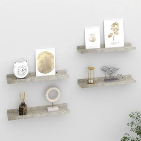 vidaXL Rafturi de perete, 4 buc., gri beton, 40x9x3 cm