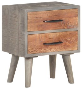 321806 vidaXL Noptieră, gri, 40 x 30 x 50 cm, lemn masiv de mango nefinisat