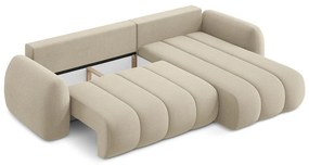 Colțar maro deschis extensibil/cu spațiu de depozitare cu tapițerie din țesătură bouclé (cu colț pe partea dreaptă/cu șezlong) Pele – Makamii