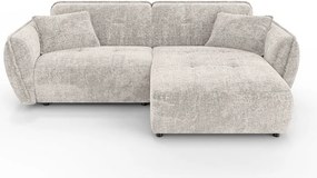 Colțar bej cu tapițerie din chenille (cu colț pe partea dreaptă/cu șezlong) Nelia – Ropez