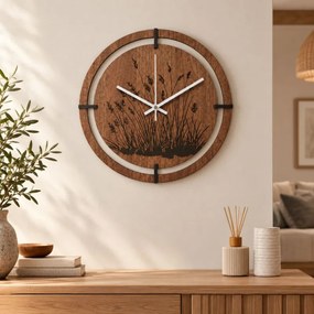 SENTOP | Ceas din lemn cu motiv floral | MARIN
