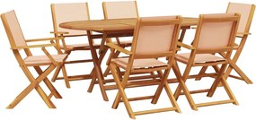 vidaXL Set mobilier de grădină 7 piese textil bej/lemn masiv